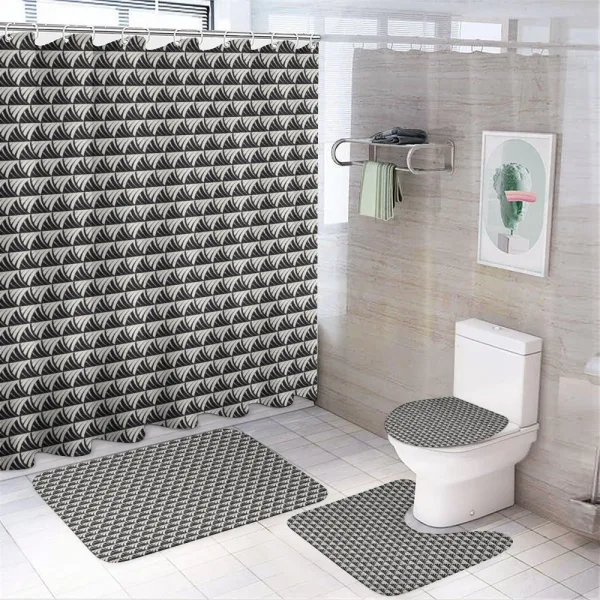 Modern Art Tile Design on a shower curtain