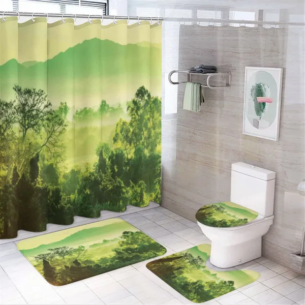 Monochrome Nature Scene on a shower curtain