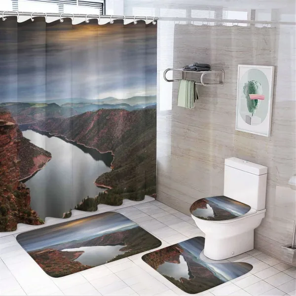 Mountain River Scenery on a shower curtain