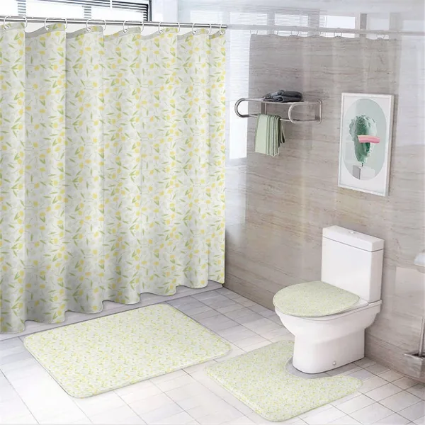 Narcissus and Dots Pattern on a shower curtain