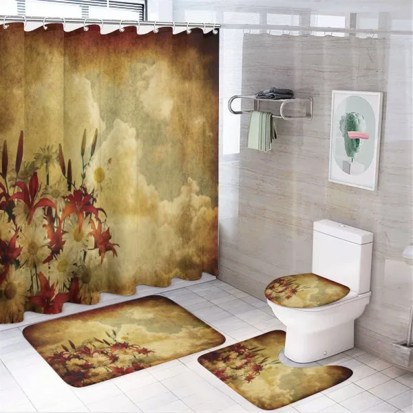 Retro Flower Chamomile on a shower curtain