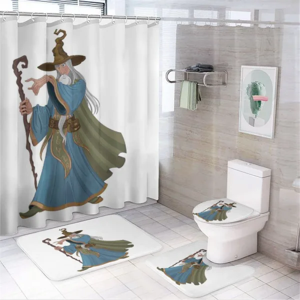Strong Medieval Sorcerer on a shower curtain