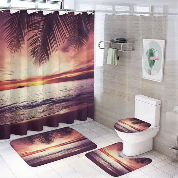 Sunset Ocean Waves on a shower curtain