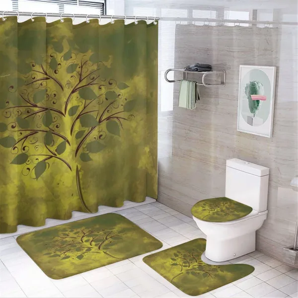 Tiny Tree with Lobed Leaf on a shower curtain
