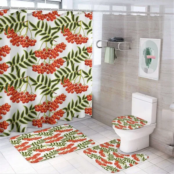 Vibrant Red Rural Berries on a shower curtain