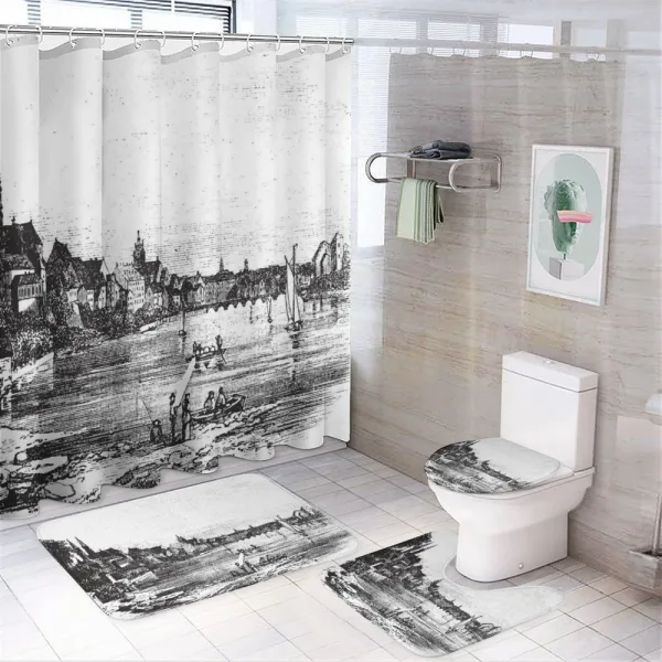Vintage Cityscape of Istria on a shower curtain