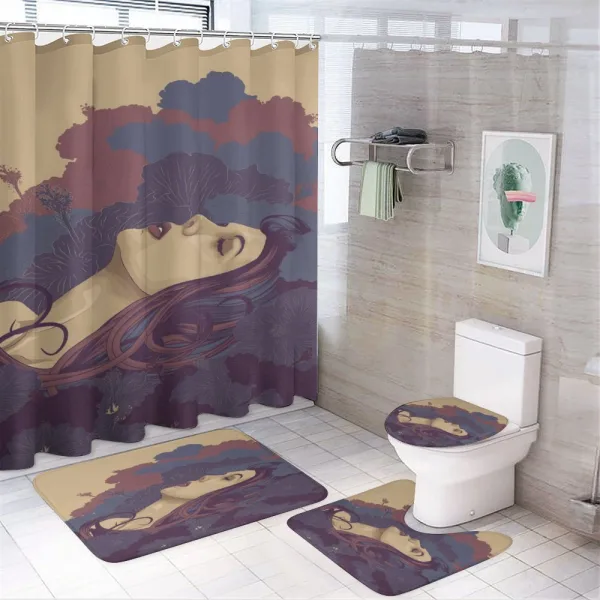 Abstract Floral Art Woman on a shower curtain