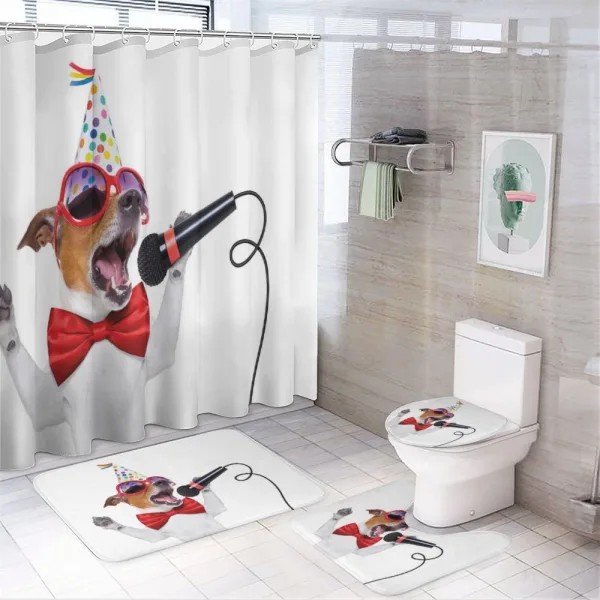 Birthday Doggy on a shower curtain