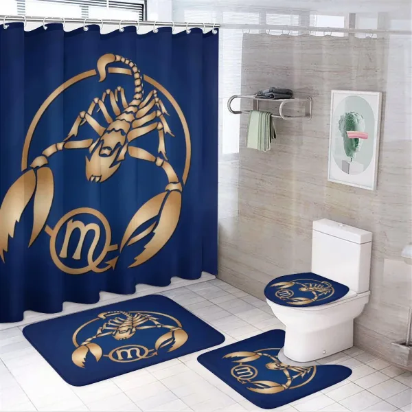 Blue on a shower curtain