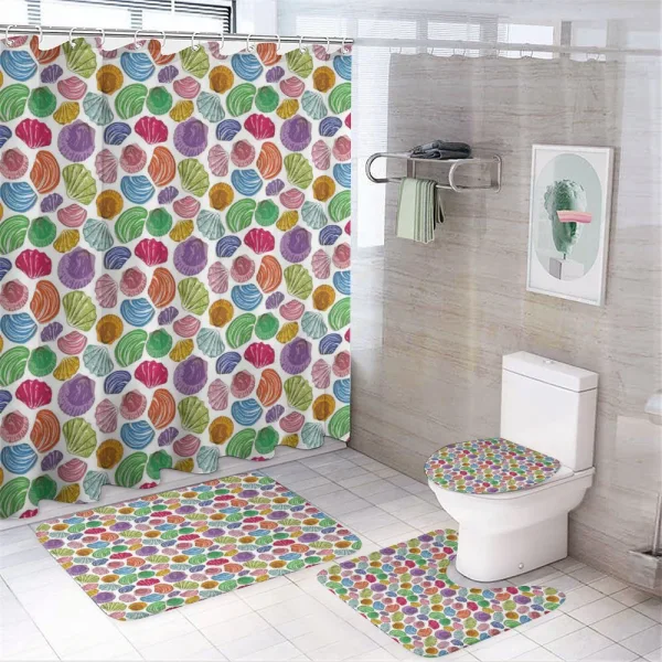 Colorful Aqua Motif on a shower curtain