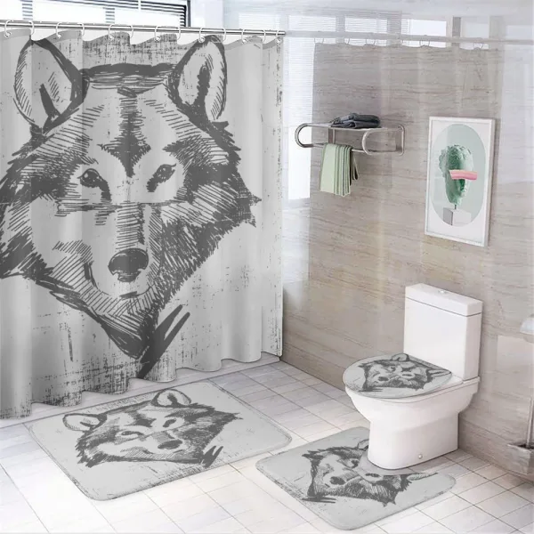 Detailed Sketch Canine on a shower curtain