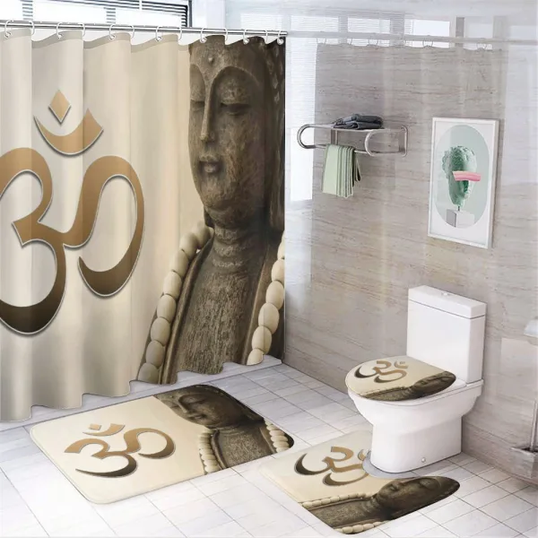 East Asian Ancient Zen Form on a shower curtain
