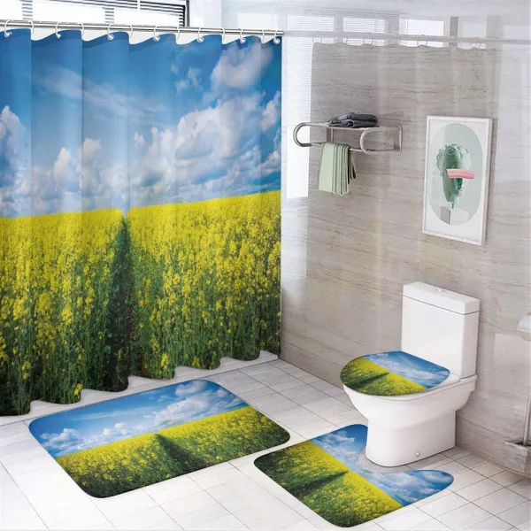Floral Pathway on a shower curtain