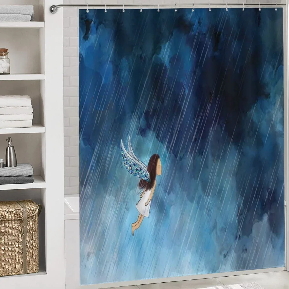 Flying Girl Rainy Sky — Detail 4