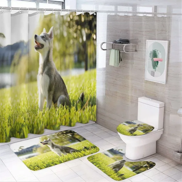 Friendly on a shower curtain