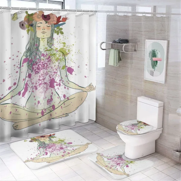 Girl Floral Wreath Lotus on a shower curtain