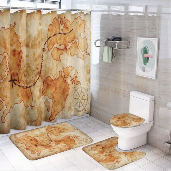 Grunge Map on a shower curtain