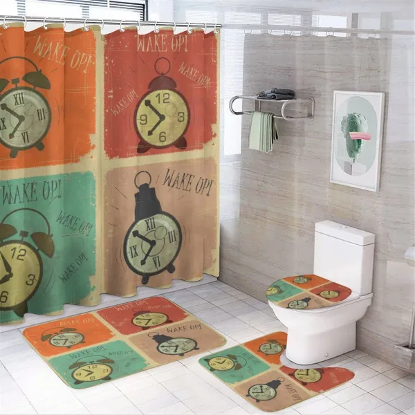 Grunge Wake up Alarm on a shower curtain