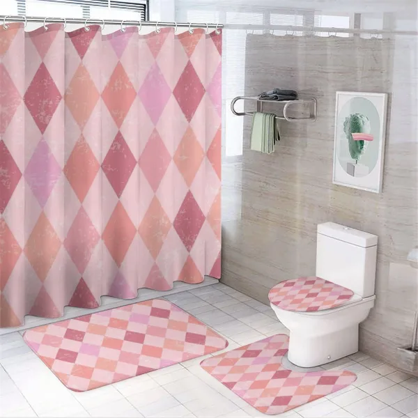 Harlequin Diamond Pattern on a shower curtain