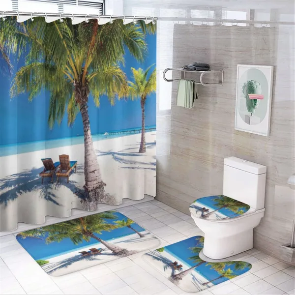 Island Palms Sunbeds on a shower curtain