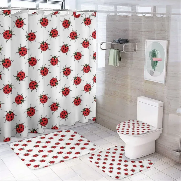 Ladybugs Patterns on a shower curtain