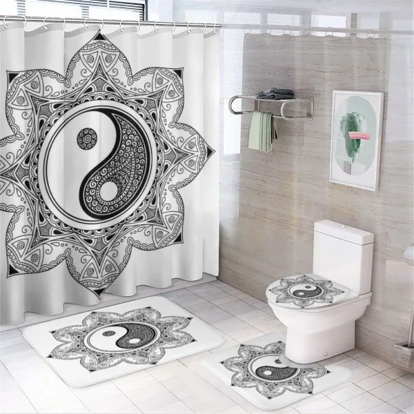 Mehndi Mandala Floral Art on a shower curtain