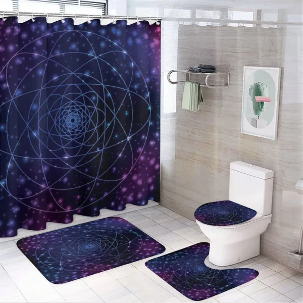 Outer Space Line Art on a shower curtain