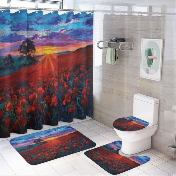 Poppy Flower Garden on a shower curtain