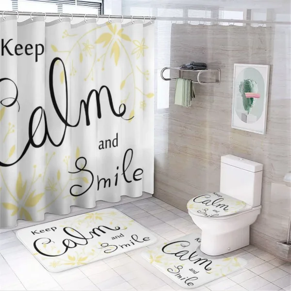 Positive Cursive Words on a shower curtain