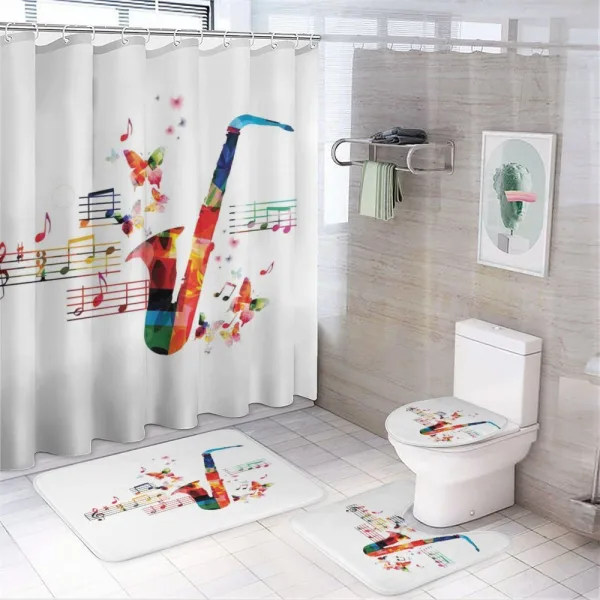 Saxophone with Butterflies on a shower curtain