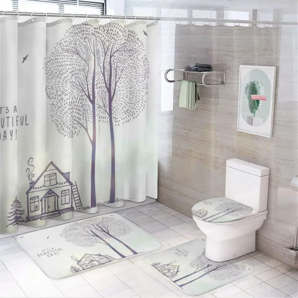 Sketch Country House on a shower curtain