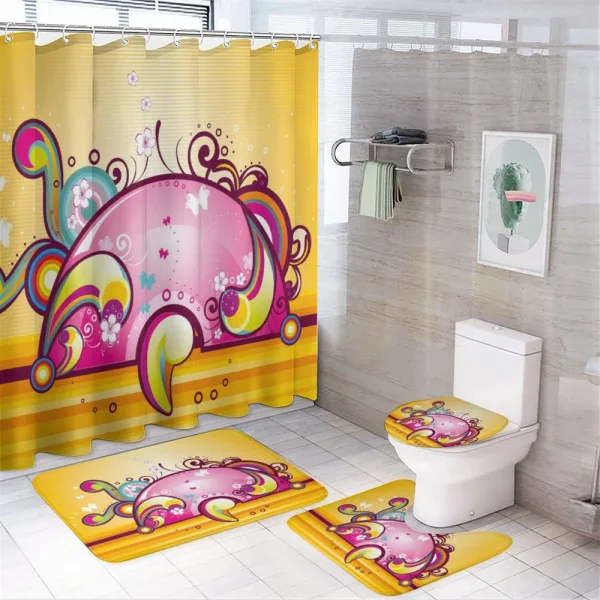 Spiral Vibrant Shapes Line on a shower curtain