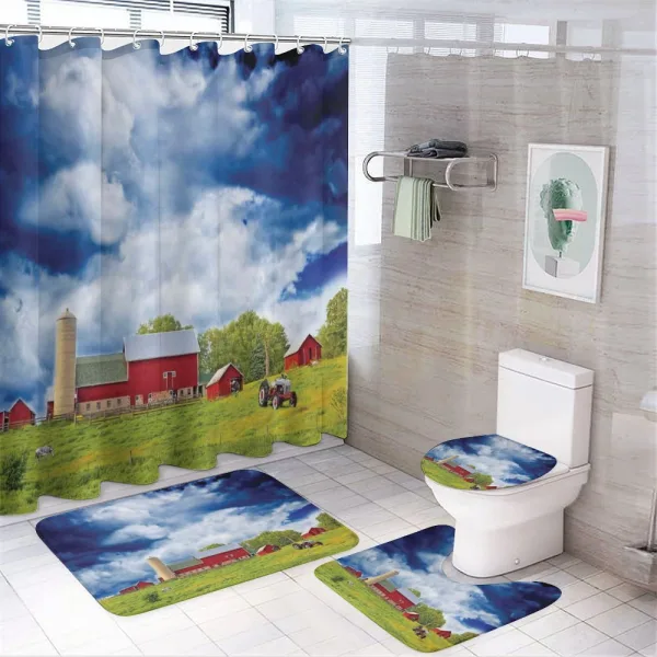 Warehouse Barn Scenery on a shower curtain