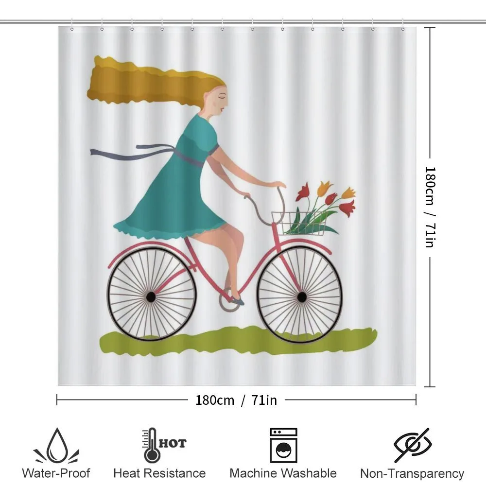 Woman on Bike Tulips — Detail 2