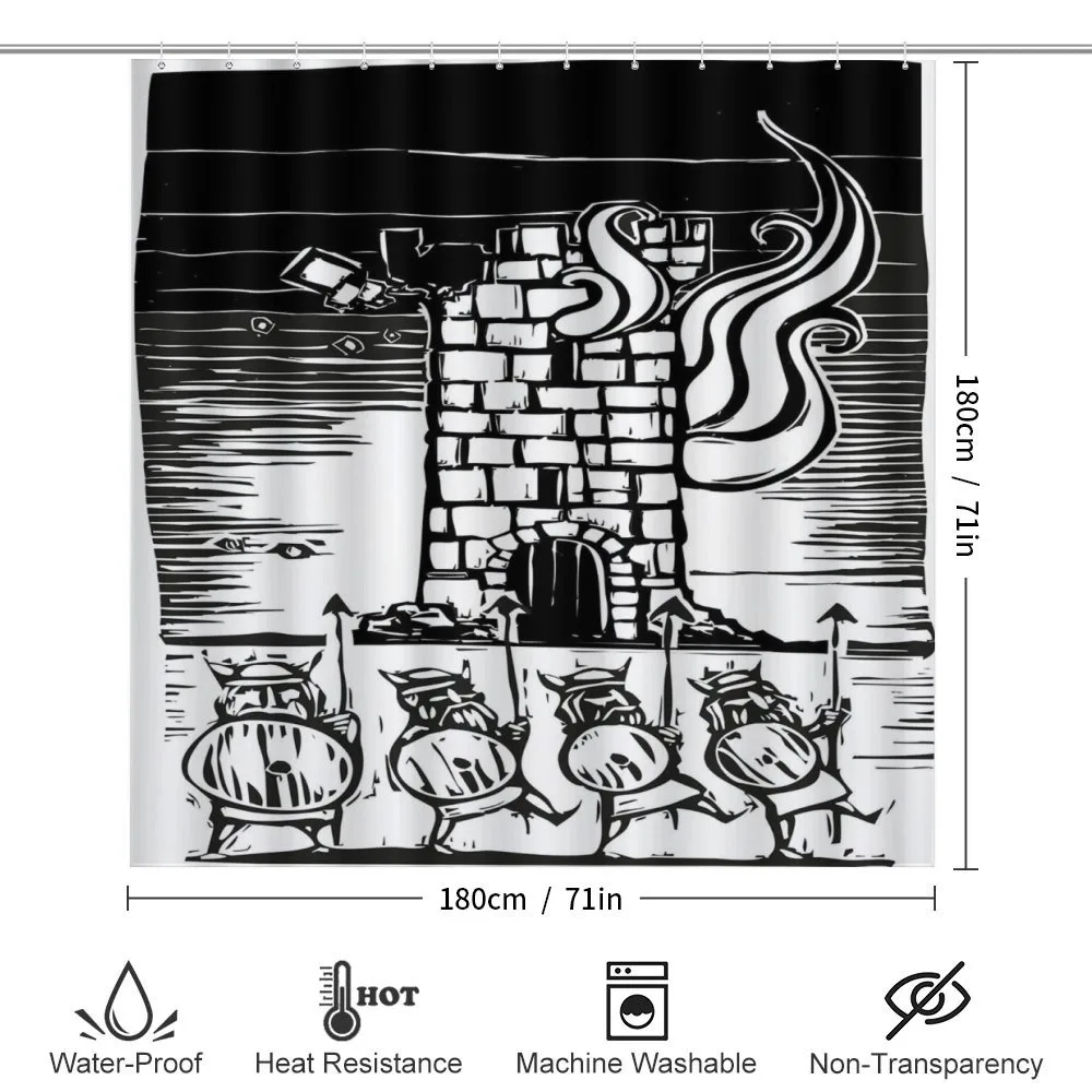 Woodcut Style Viking Tower — Detail 2