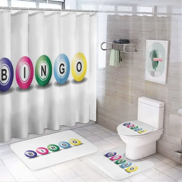 3D Style Colorful Balls on a shower curtain