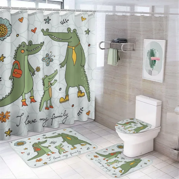Alligator Family Cartoon on a shower curtain
