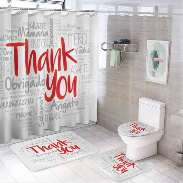 Appreciation Merci Danke on a shower curtain