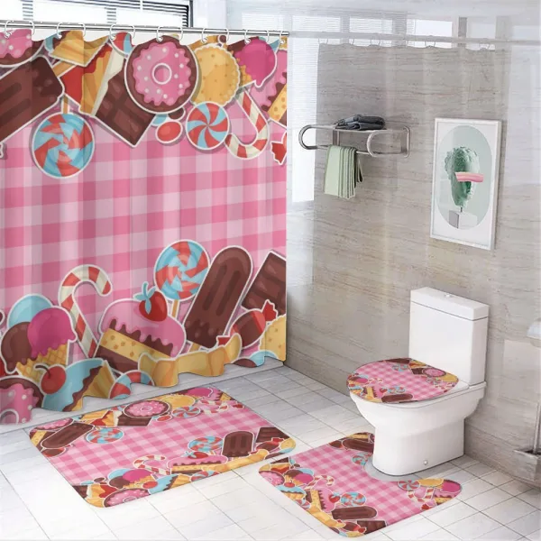 Candy Cookie Sugar Cake on a shower curtain