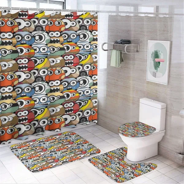 Cartoon Monster Design on a shower curtain