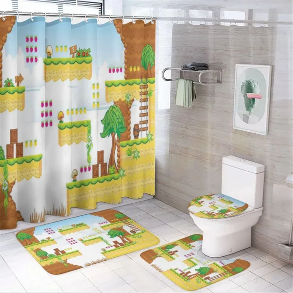 Cartoon Retro Kids on a shower curtain