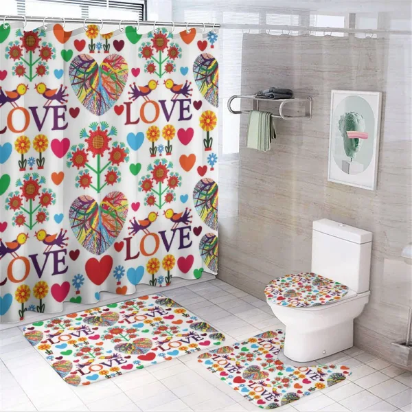 Colorful Blooms Birds on a shower curtain