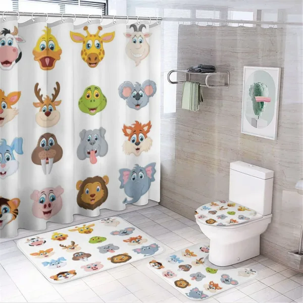 Comic Koala Fox Faces on a shower curtain