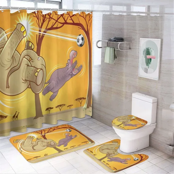 Elephant and Hippo Ball on a shower curtain