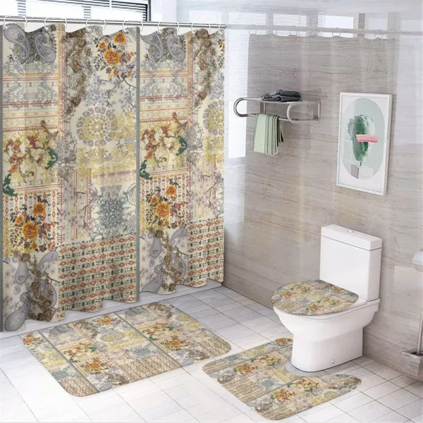 Ethnic Floral Composition on a shower curtain