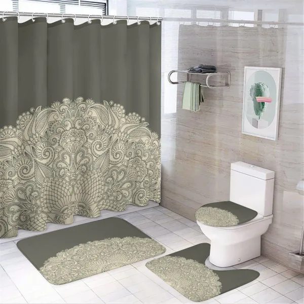 Floral Half Mandala on a shower curtain