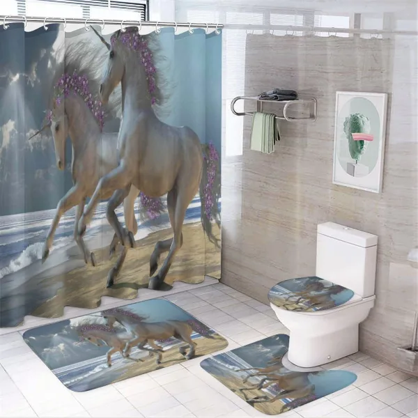 Flower Adorned Mane Horse on a shower curtain