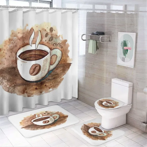 Freshly Brewed Espresso Cup on a shower curtain