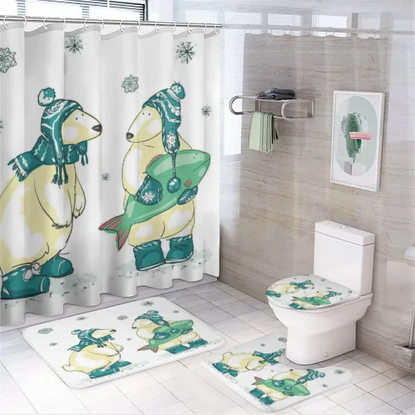Friends Fish Xmas on a shower curtain