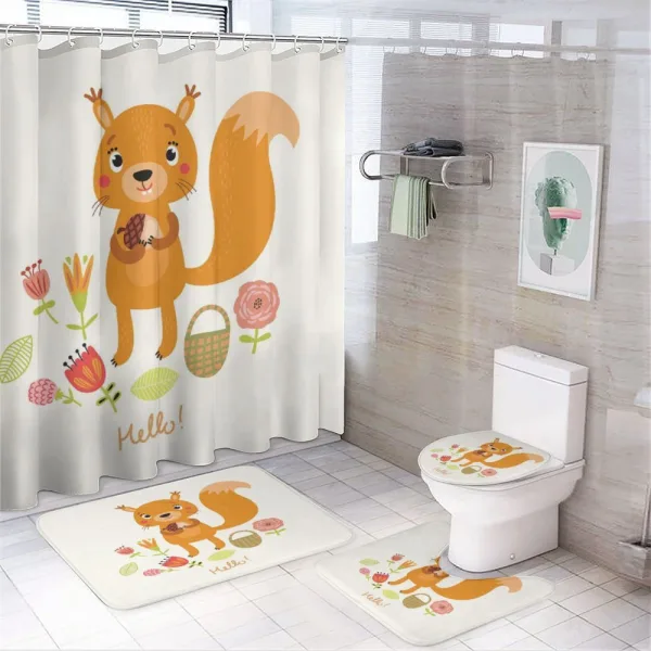 Funny Animal Saying Hello on a shower curtain